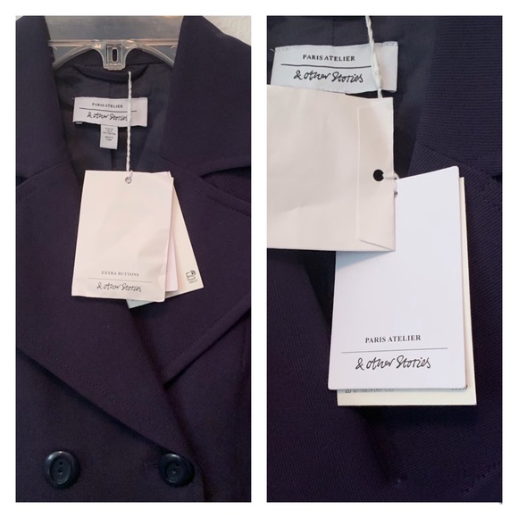 & Other Stories NWT Navy Twill Belted Trench Coat - Picture 8 of 10